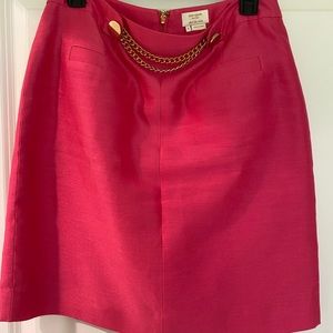Kate Spade hot pink skirt with gold buttons and gold chain size 8